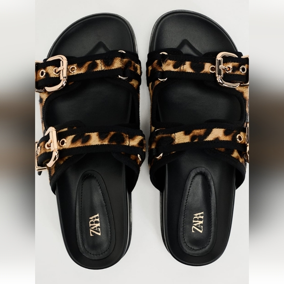 ZARA ANIMAL EMBOSSED LEATHER SLIDES - Picture 6 of 6